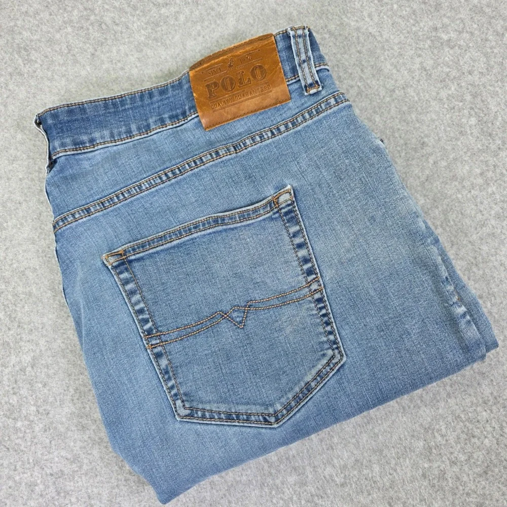 Polo Ralph Lauren Simon Jeans Men's 42/29 Light Wash Blue Straight‎ Leg Denim